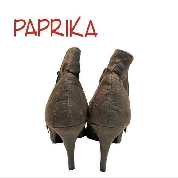Paprika Women's Grey Suede Peep Toe Zipper Heel Ankle Boots Booties 10 - Picture 5 of 6